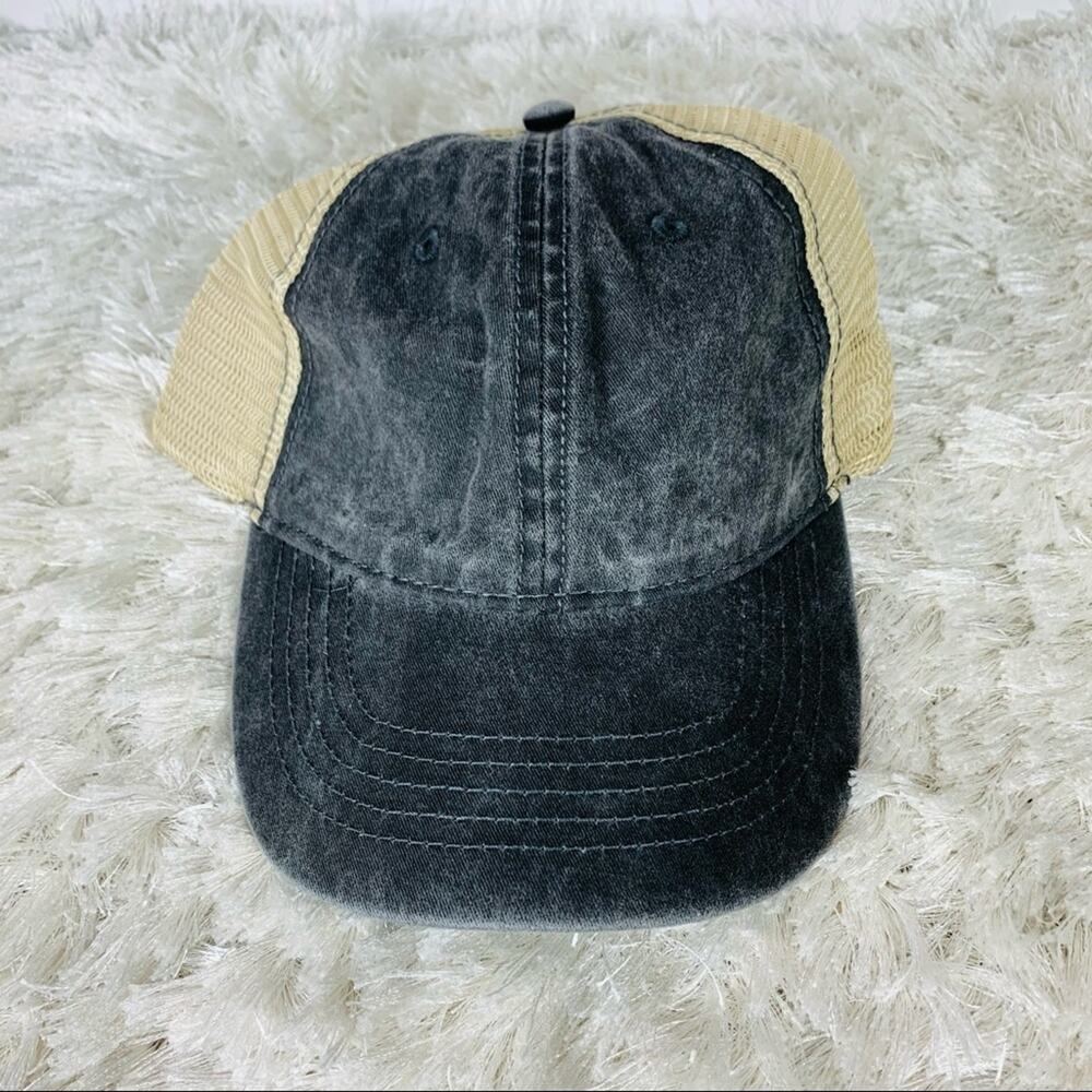 Grey Distressed Tan Mesh Trucker Hat OSFA NWOT